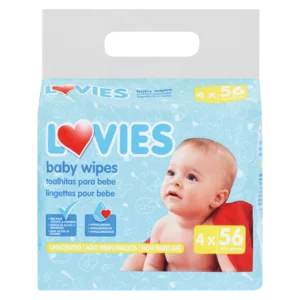 Lovies Unscented Baby Wipes 4x56 Pack