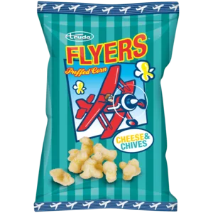 Truda Flyers Cheese & Chives Flavoured Puffed Corn 100g Truda Flyers Cheese & Chives Flavoured Puffed Corn 100g
