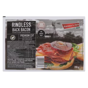Farmer's Deli Rindless Back Bacon 200g Farmer's Deli Rindless Back Bacon 200g