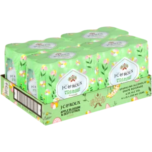 J.C.Le Roux Apple Blossom & Citrus Flavoured Sparkling White Wine Can 24x250ml