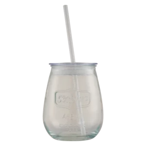 Fat Belly Cocktail Glass Jar With Lid & Straw Fat Belly Cocktail Glass Jar With Lid & Straw