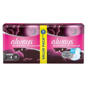 Always Dreamzzz Cotton Soft Maxi Thick Pads 16 Pack