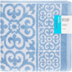 Essentials Blue Moroccan Jacquard Bath Towel 65x130cm Essentials Blue Moroccan Jacquard Bath Towel 65x130cm