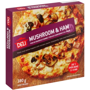 Deli Frozen Mushroom & Ham Pizza 380g Deli Frozen Mushroom & Ham Pizza 380g