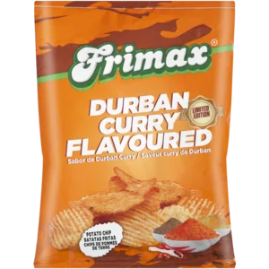 Frimax Durban Curry Flavoured Potato Chips Bag 125g Frimax Durban Curry Flavoured Potato Chips Bag 125g