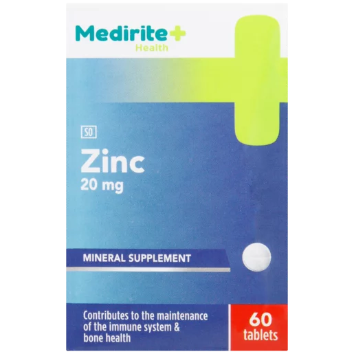 Medirite Health Zinc 20 mg Mineral Supplement Tablets 60 Pack Medirite Health Zinc 20 mg Mineral Supplement Tablets 60 Pack