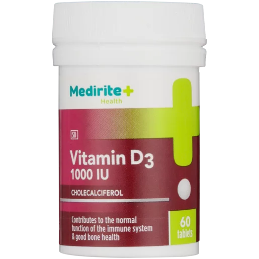 Medirite Health 1000 IU Vitamin D3 Tablets 60 Pack Medirite Health 1000 IU Vitamin D3 Tablets 60 Pack