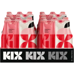 Kix Raspberry & Peach Flavoured Rosé Wine Spritzer Bottles 24x330ml