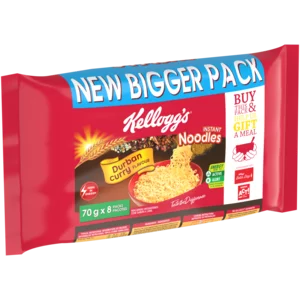 Kellogg's Durban Curry Flavoured Instant Noodles 8x70g Kellogg's Durban Curry Flavoured Instant Noodles 8x70g