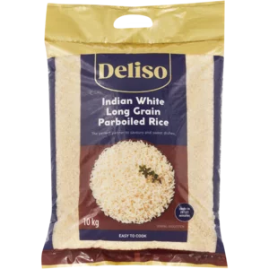 Deliso Indian White Long Grain Parboiled Rice 10kg Deliso Indian White Long Grain Parboiled Rice 10kg