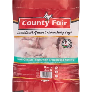 County Fair Frozen Chicken Thighs In Brine-Based Mixture 5kg County Fair Frozen Chicken Thighs In Brine-Based Mixture 5kg