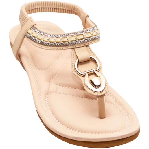 Ladies Cream Elastic Slingback Sandals Size 3-8 Ladies Cream Elastic Slingback Sandals Size 3-8