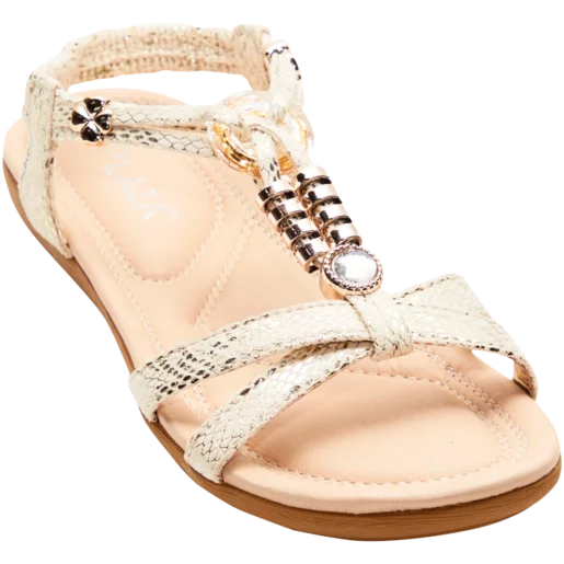 Ladies Gold Footbed Slingback Sandals Size 3-8 Ladies Gold Footbed Slingback Sandals Size 3-8
