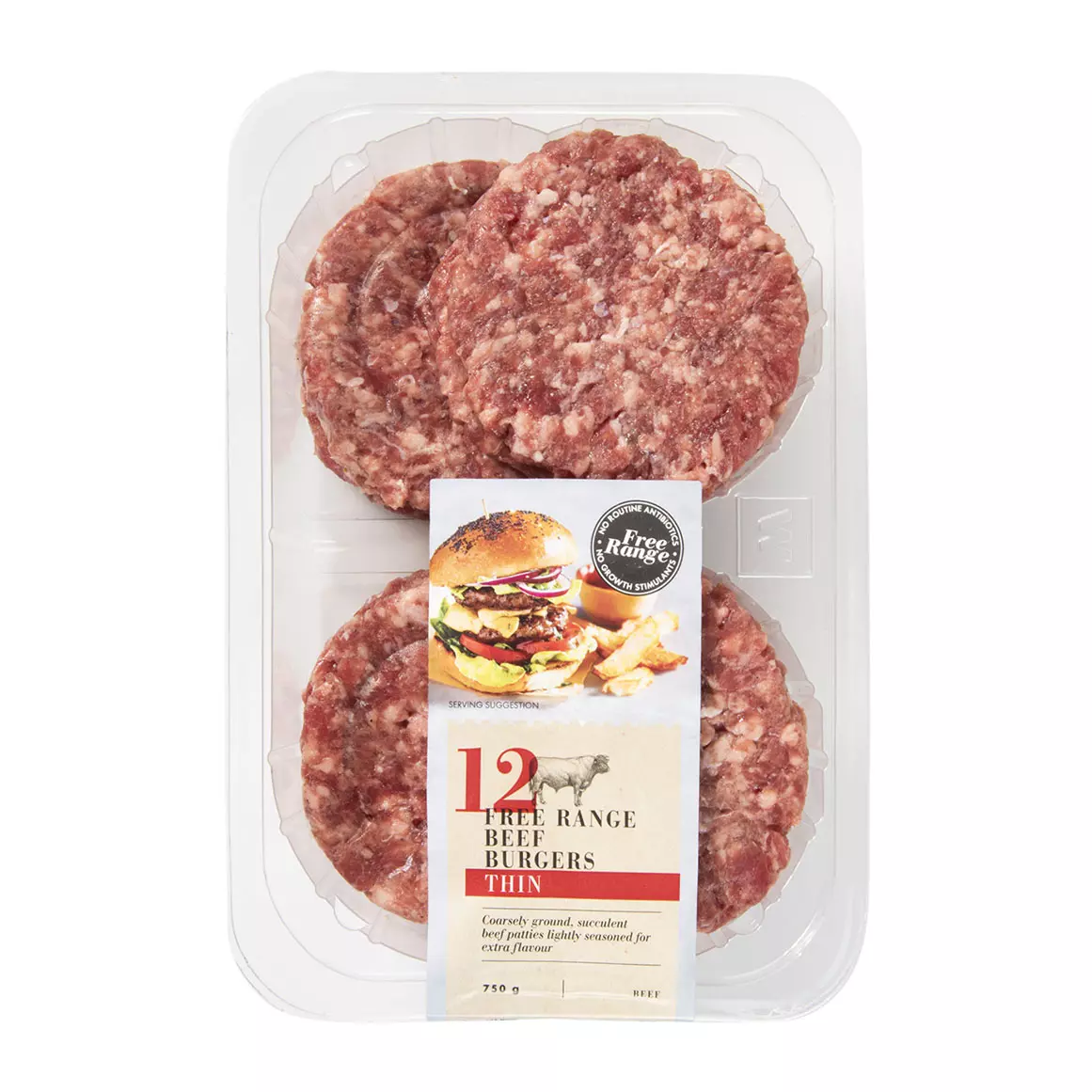 Thin Free Range Beef Burgers 750g Thin Free Range Beef Burgers 750g