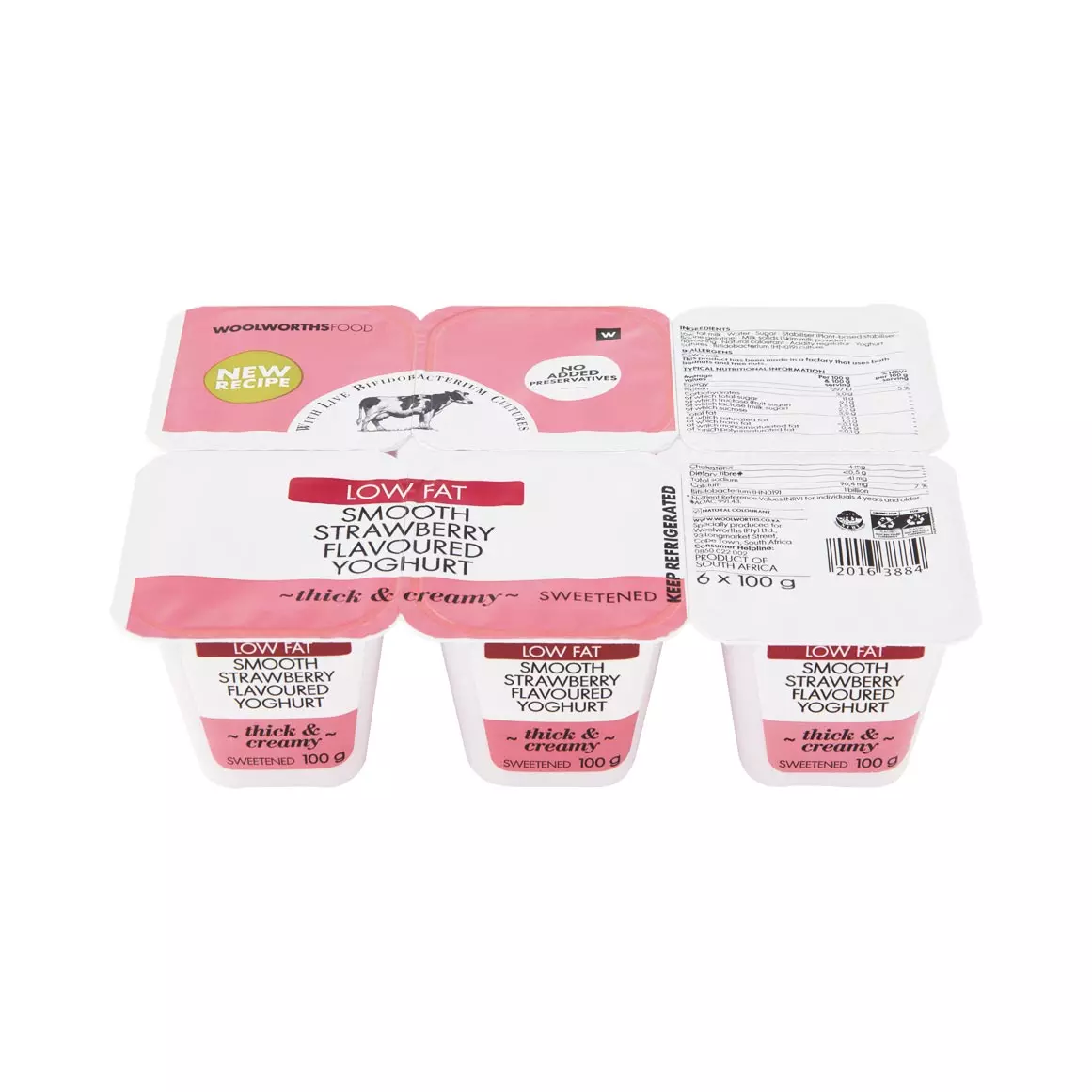 Low Fat Smooth Strawberry Yoghurt 6x100g Low Fat Smooth Strawberry Yoghurt 6x100g