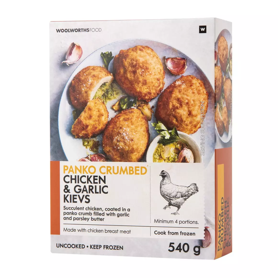 Frozen Panko Crumbed Chicken & Garlic Kievs 540g