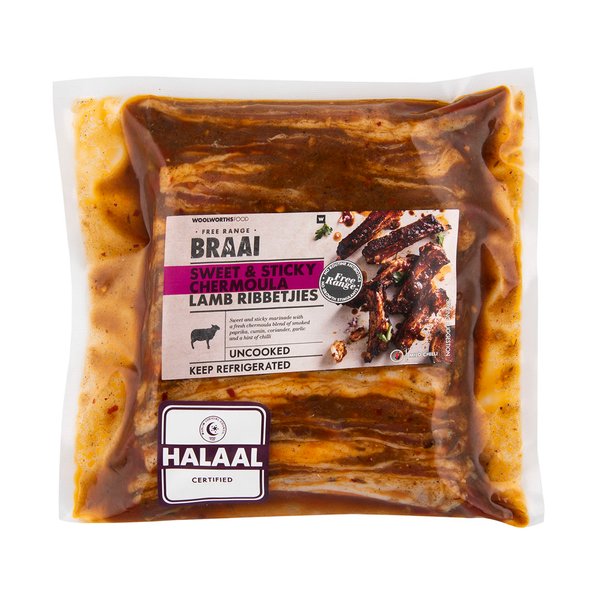 Halaal Free Range Sweet & Sticky Chermoula Lamb Ribbetjies Avg 600g