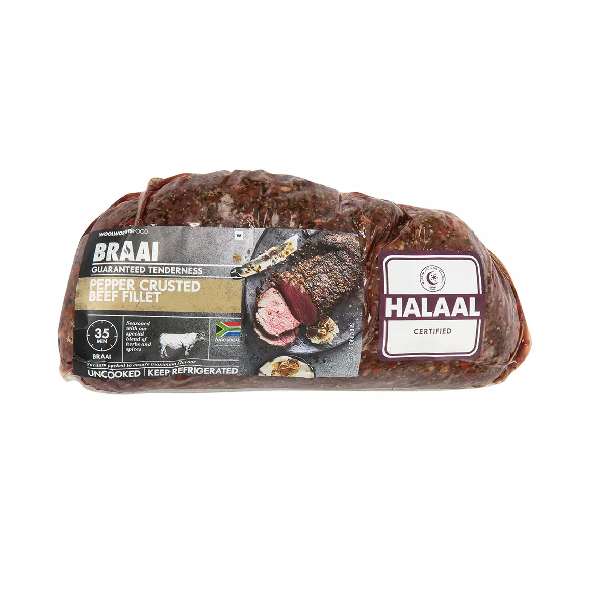 Halaal Pepper Crusted Beef Fillet Avg 700g Halaal Pepper Crusted Beef Fillet Avg 700g