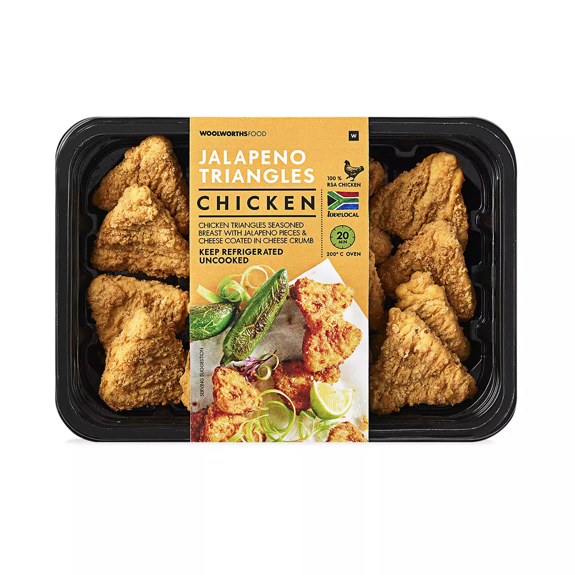 Crumbed Chicken Jalapeno Triangles Avg 300g Crumbed Chicken Jalapeno Triangles Avg 300g