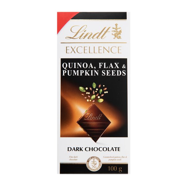 Lindt Excellence Quinoa, Flax and Pumpkin Seeds Dark Chocolate 100g Lindt Excellence Quinoa, Flax and Pumpkin Seeds Dark Chocolate 100g