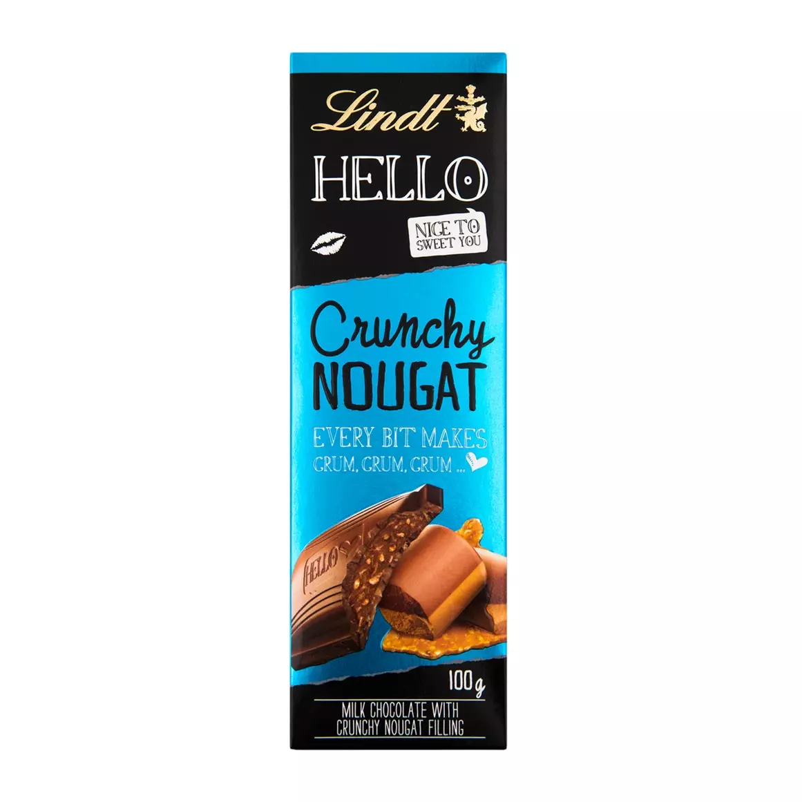 Lindt Hello Crunchy Nougat Milk Chocolate 100g