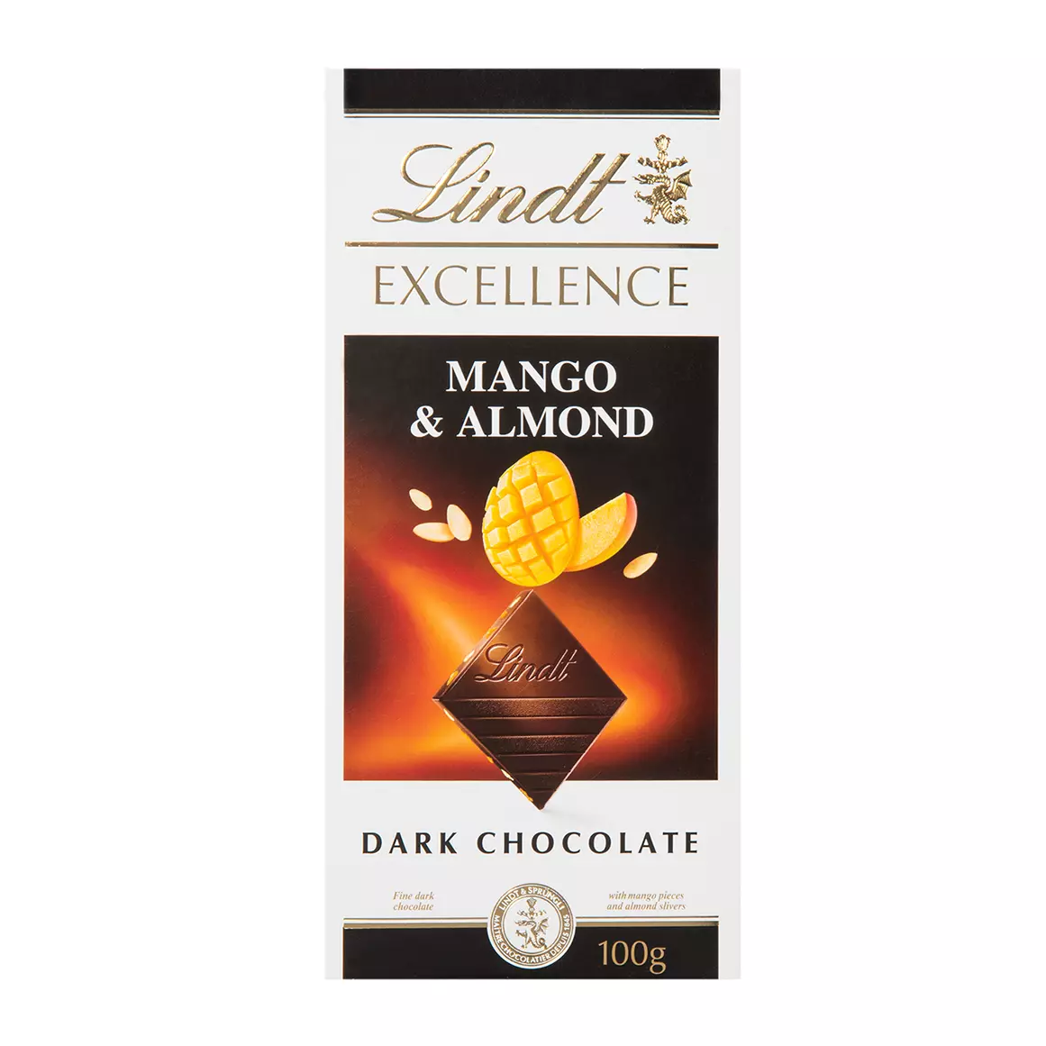 Lindt Excellence Mango and Almond Dark Chocolate 100g Lindt Excellence Mango and Almond Dark Chocolate 100g
