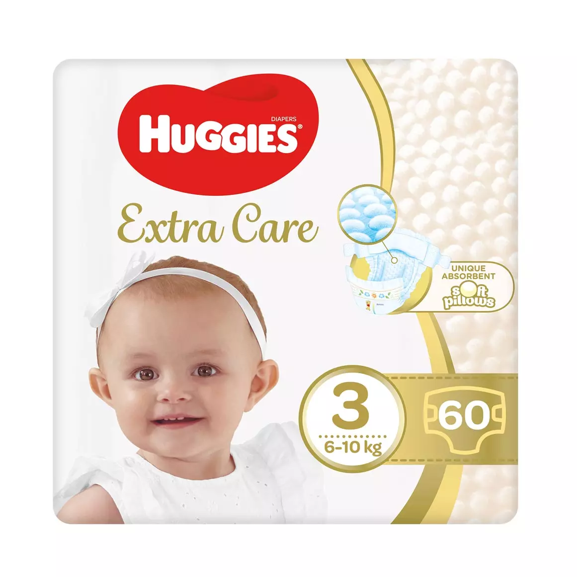 Huggies Extra Care Size 3 (6 - 10kg) Nappies 60pk Huggies Extra Care Size 3 (6 - 10kg) Nappies 60pk