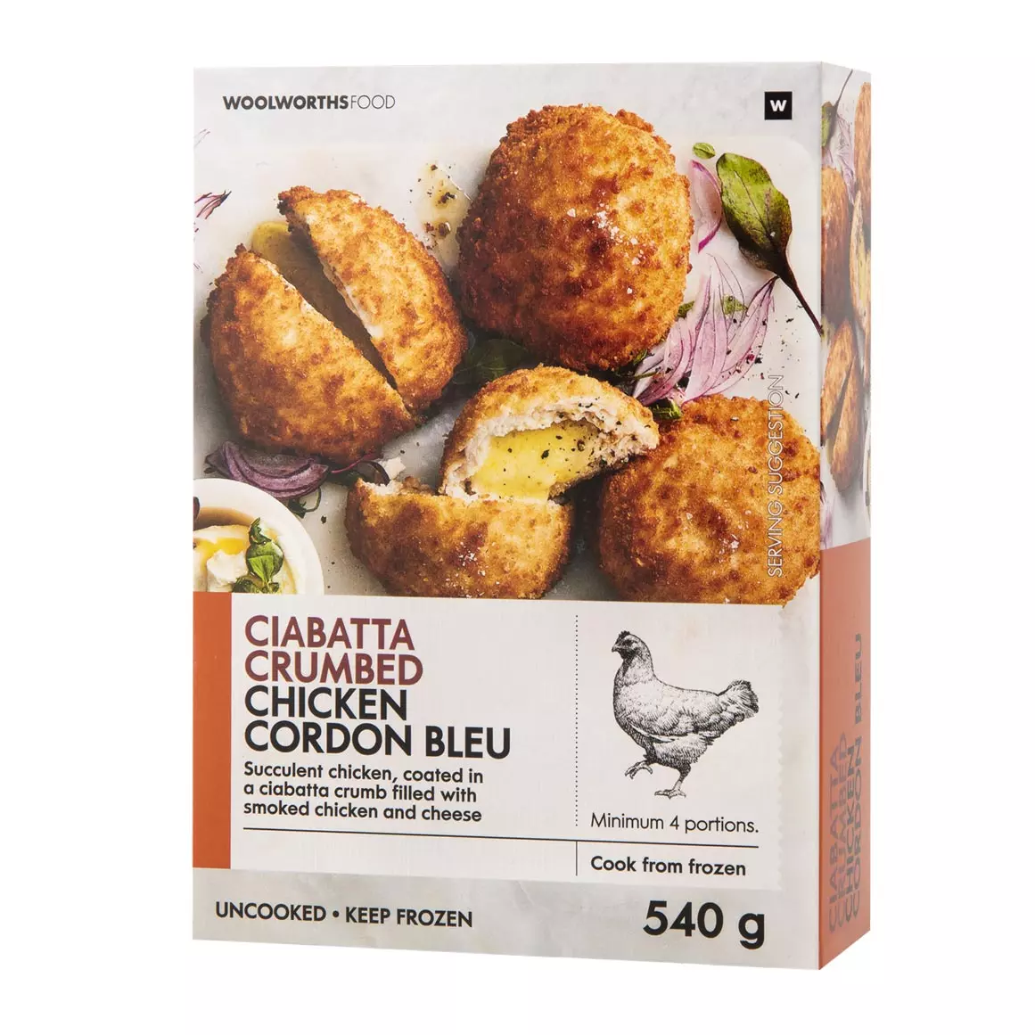 Frozen Ciabatta Crumbed Chicken Cordon Bleu 540g Frozen Ciabatta Crumbed Chicken Cordon Bleu 540g