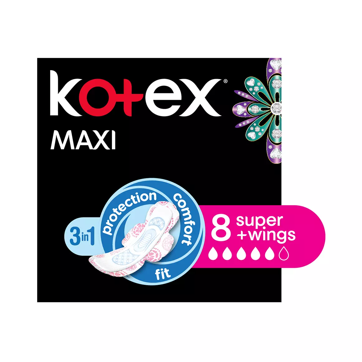 Kotex Maxi Super Wings Pads 8pk Kotex Maxi Super Wings Pads 8pk
