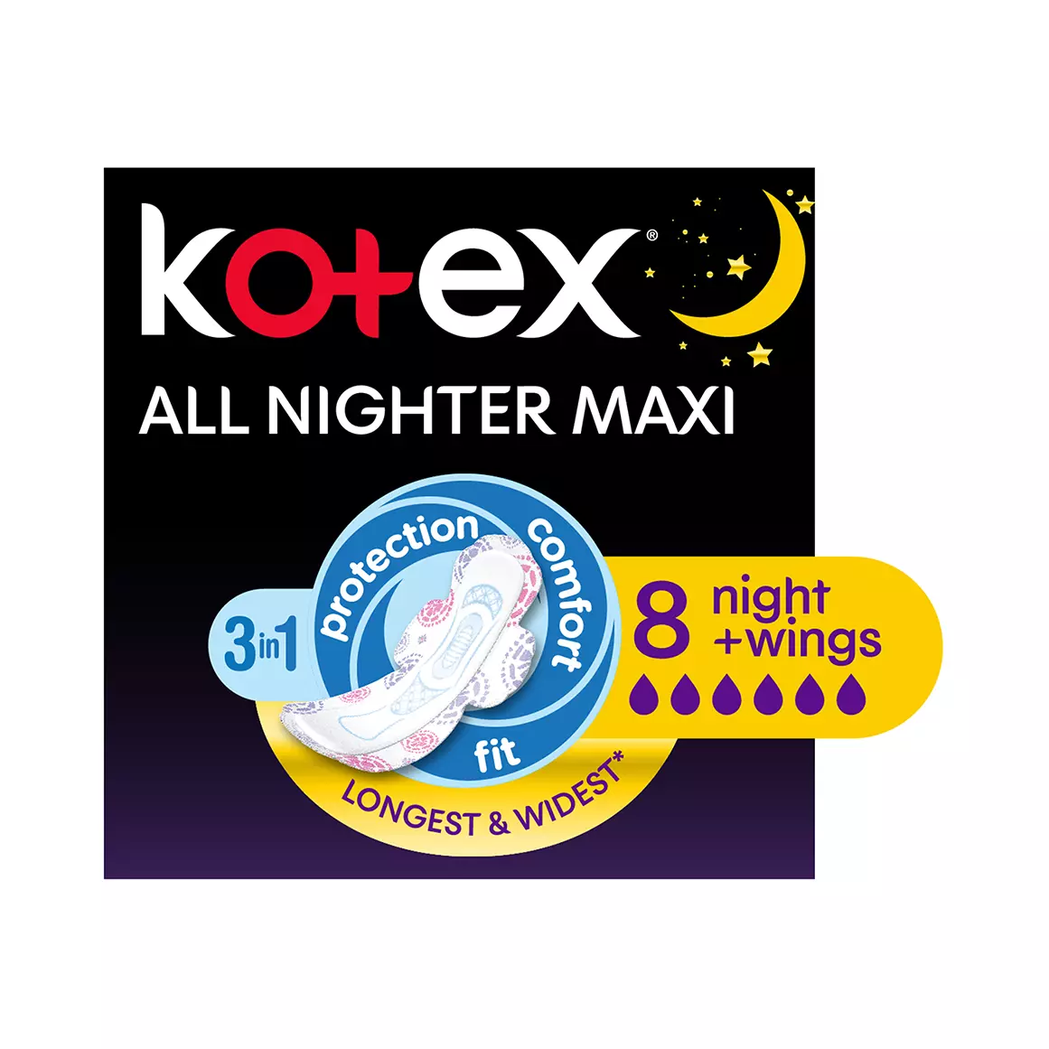 Kotex All Nighter Maxi Sanitary Pads 8pk Kotex All Nighter Maxi Sanitary Pads 8pk