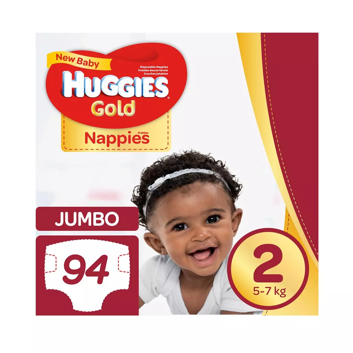 Huggies Gold Size 2 (5 - 7kg) Nappies 94pk Huggies Gold Size 2 (5 - 7kg) Nappies 94pk