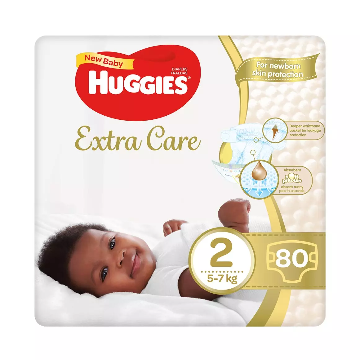 Huggies Extra Care Size 2 (5 - 7kg) Nappies 80pk