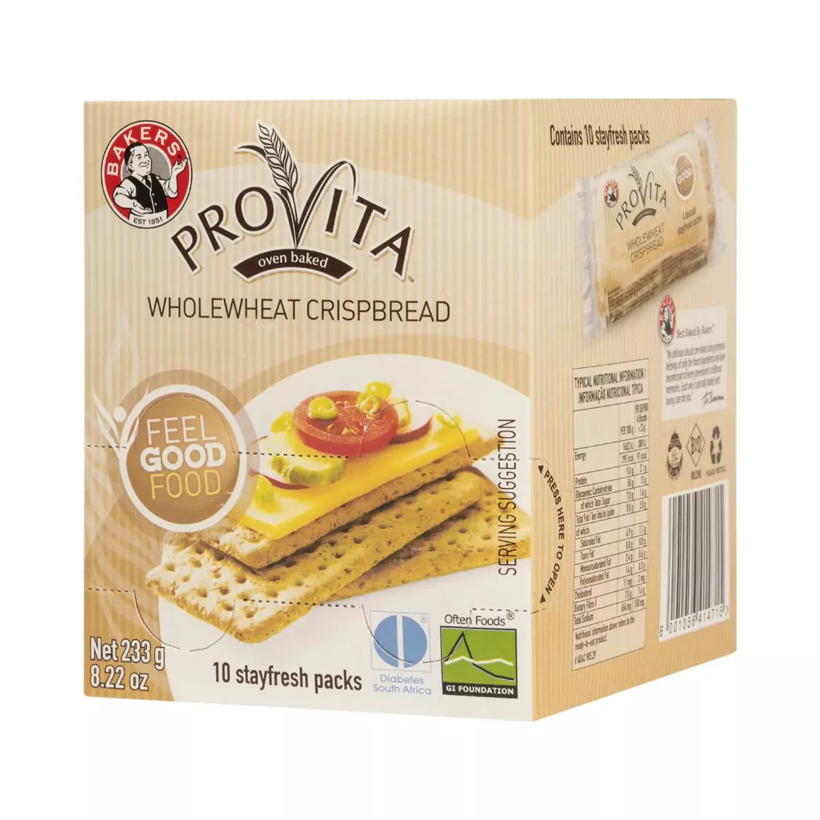 Bakers Provita Wholewheat Crispbread 233g Bakers Provita Wholewheat Crispbread 233g