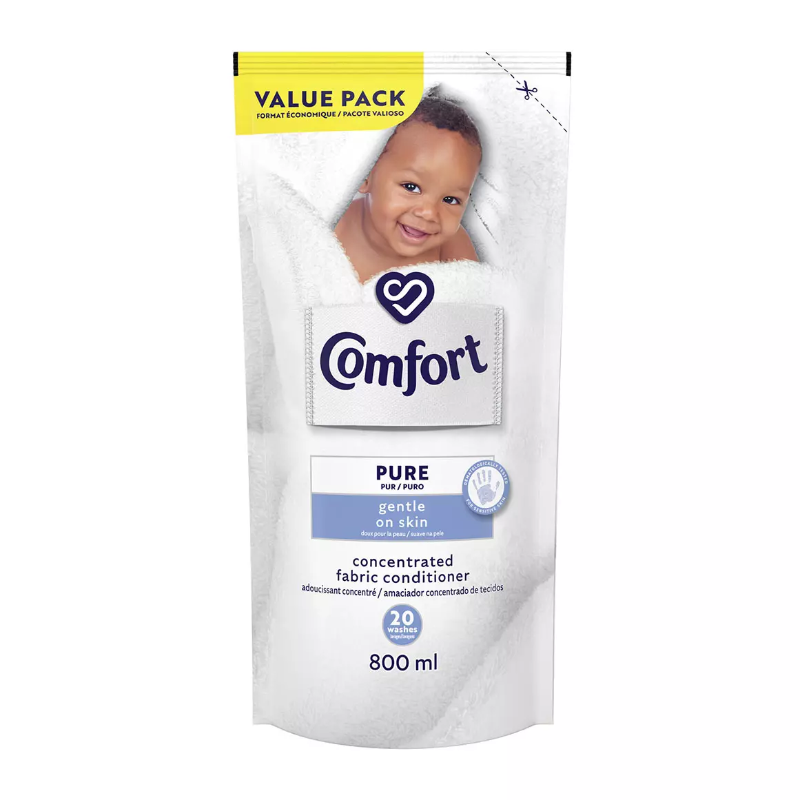 Comfort Pure Concentrated Fabric Softener Refill for Sensitive Skin 800ml
