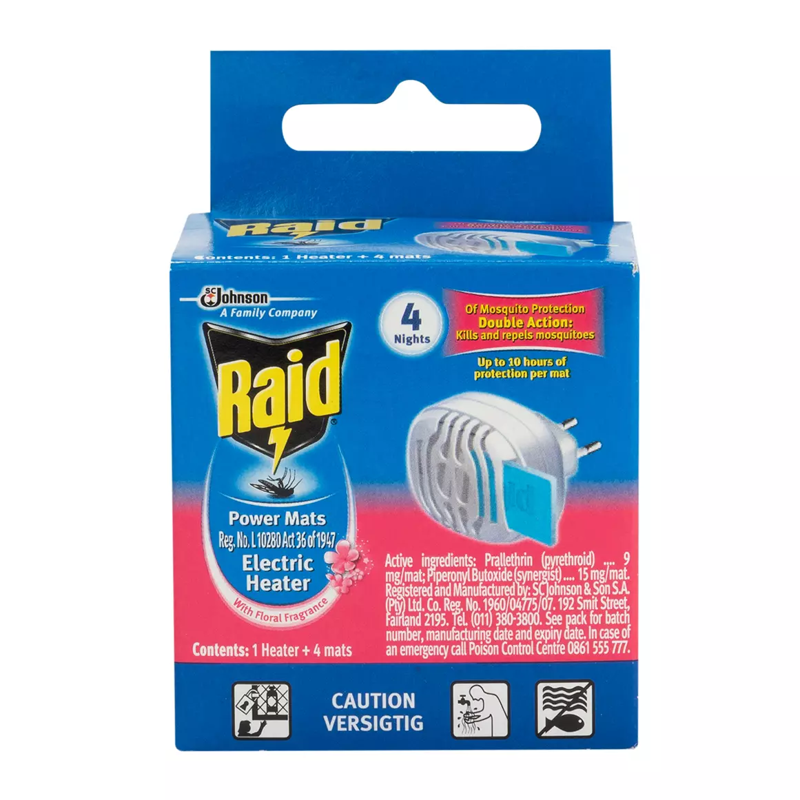 Raid Mosquito Killer Unit and Floral Fragranced Power Mats 5 pcs