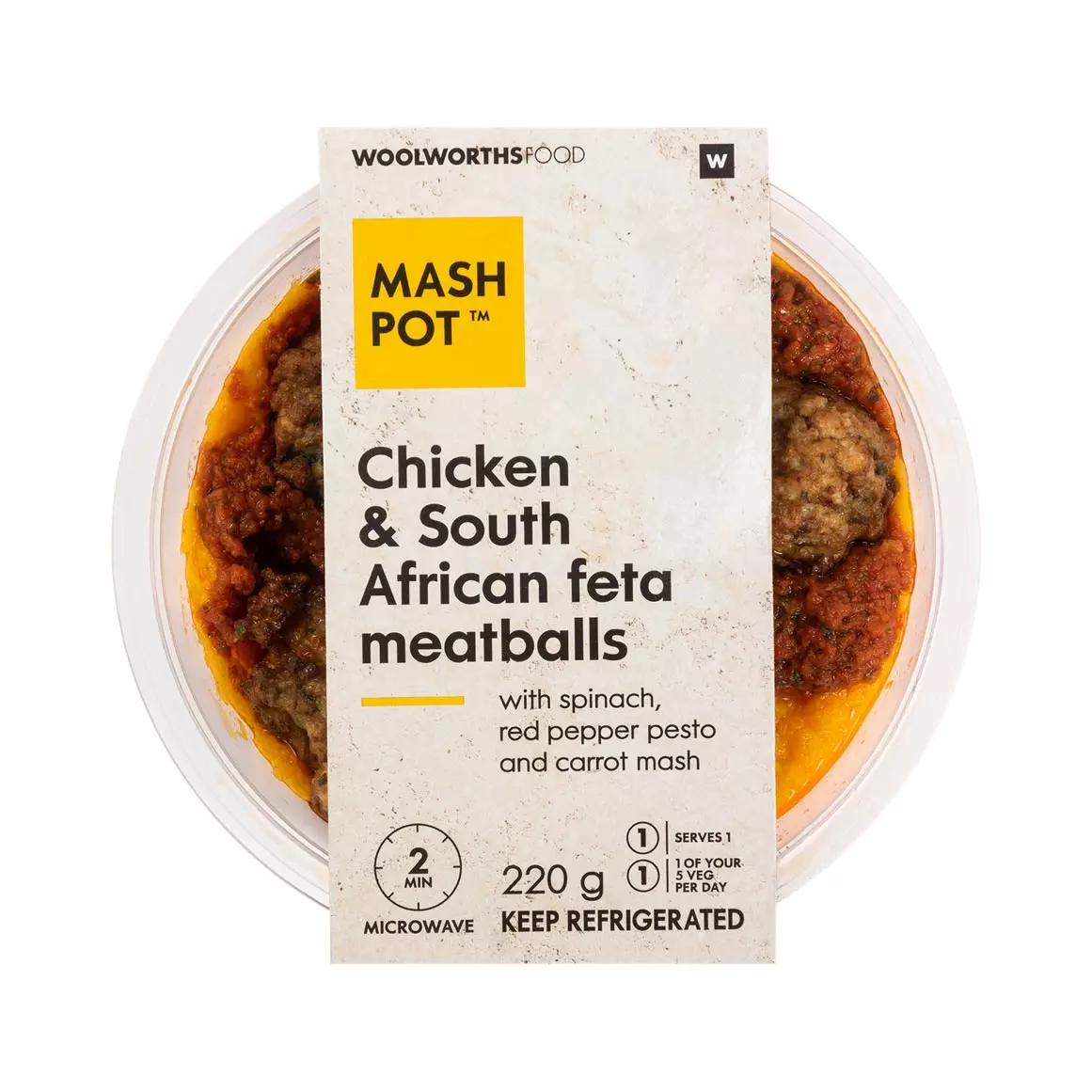 Chicken & South African Feta Meatballs Mash Pot™ 220g Chicken & South African Feta Meatballs Mash Pot™ 220g