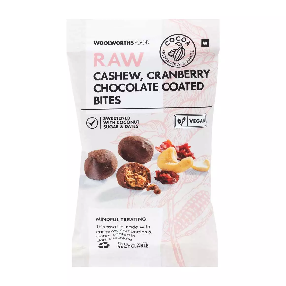 Raw Cashew and Cranberry Chocolate Coated Bites 40g Raw Cashew and Cranberry Chocolate Coated Bites 40g