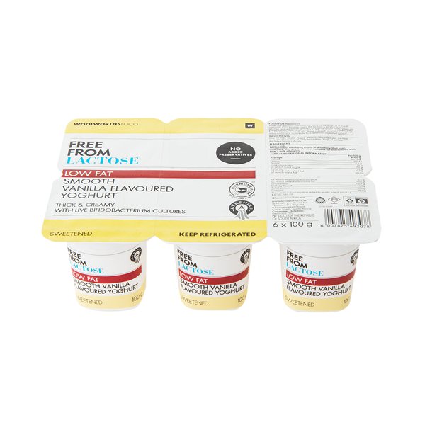 Ayrshire Lactose Free Low Fat Smooth Vanilla Flavoured Yoghurt 6x100g Ayrshire Lactose Free Low Fat Smooth Vanilla Flavoured Yoghurt 6x100g