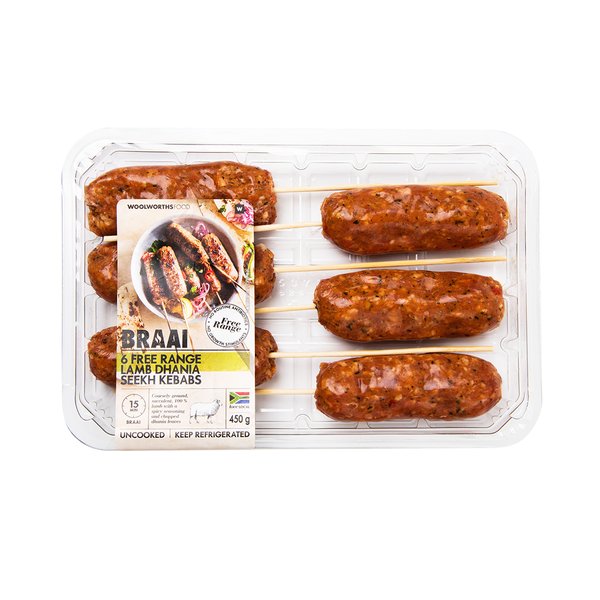 Halaal Free Range Lamb Dhania Seekh Kebabs 450g Halaal Free Range Lamb Dhania Seekh Kebabs 450g