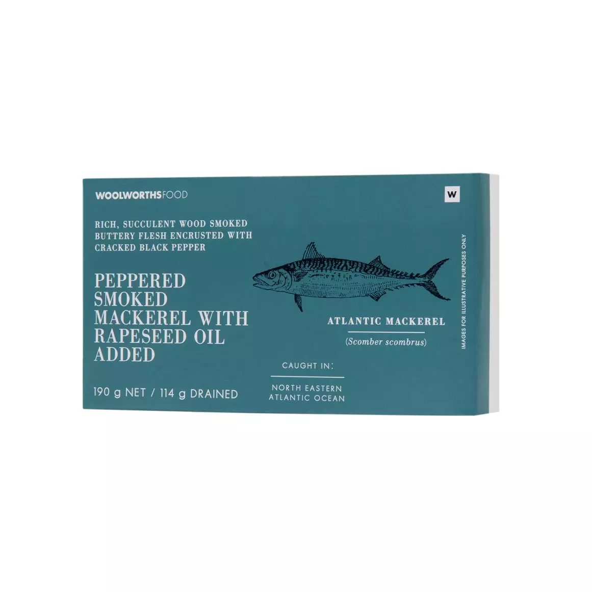 Peppered Smoked Mackerel with Rapeseed Oil Added 190g Peppered Smoked Mackerel with Rapeseed Oil Added 190g