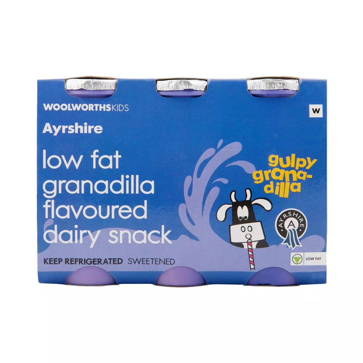 Kids Ayrshire Low Fat Granadilla Dairy Snack 6x100ml Kids Ayrshire Low Fat Granadilla Dairy Snack 6x100ml