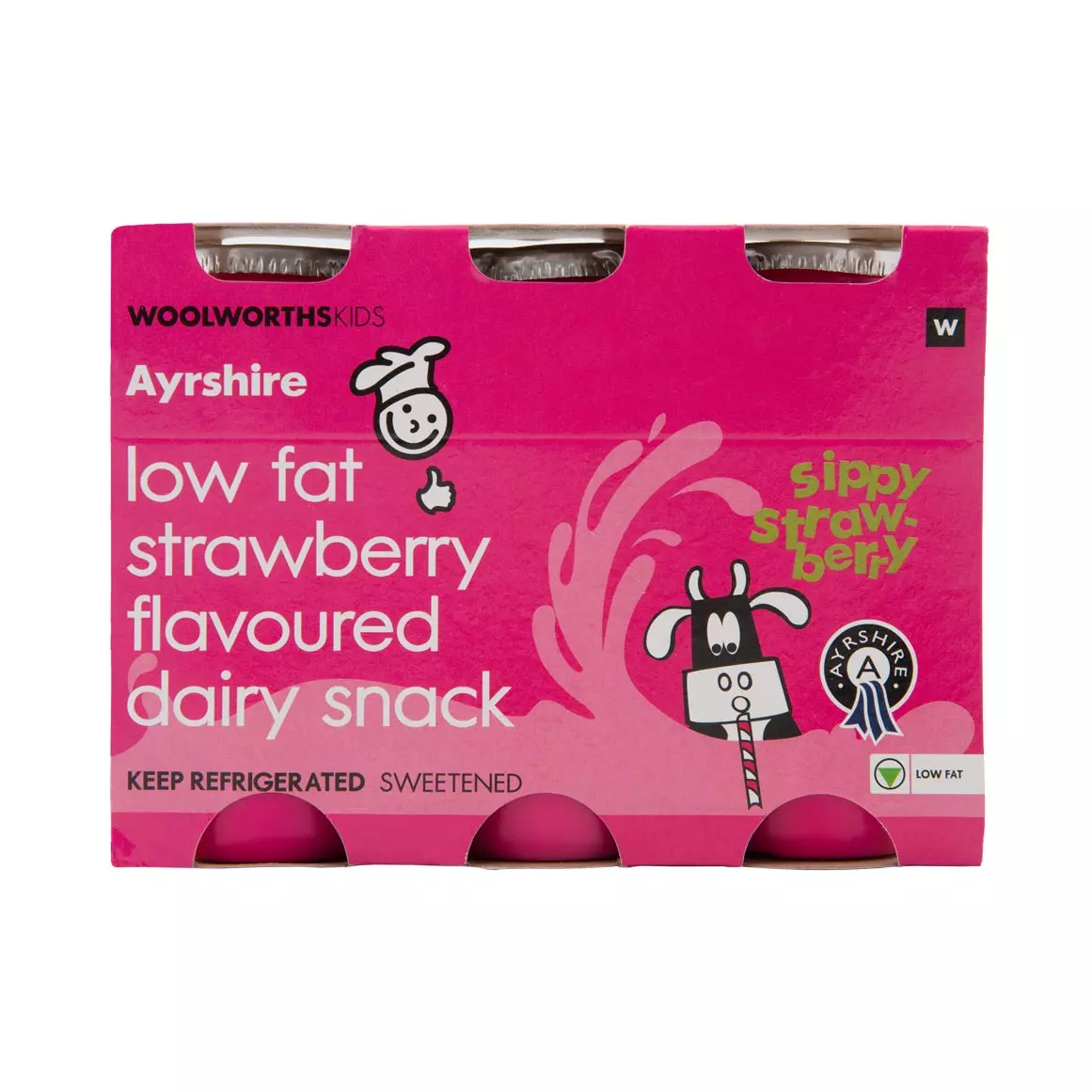 Kids Ayrshire Low Fat Strawberry Dairy Snack 6x100ml Kids Ayrshire Low Fat Strawberry Dairy Snack 6x100ml