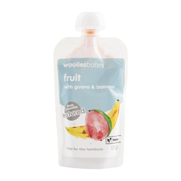 Wooliesbabes Textured Fruit Guava and Banana 120g Wooliesbabes Textured Fruit Guava and Banana 120g