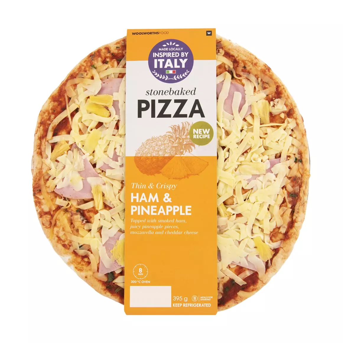 Stonebaked Ham & Pineapple Pizza 395g Stonebaked Ham & Pineapple Pizza 395g