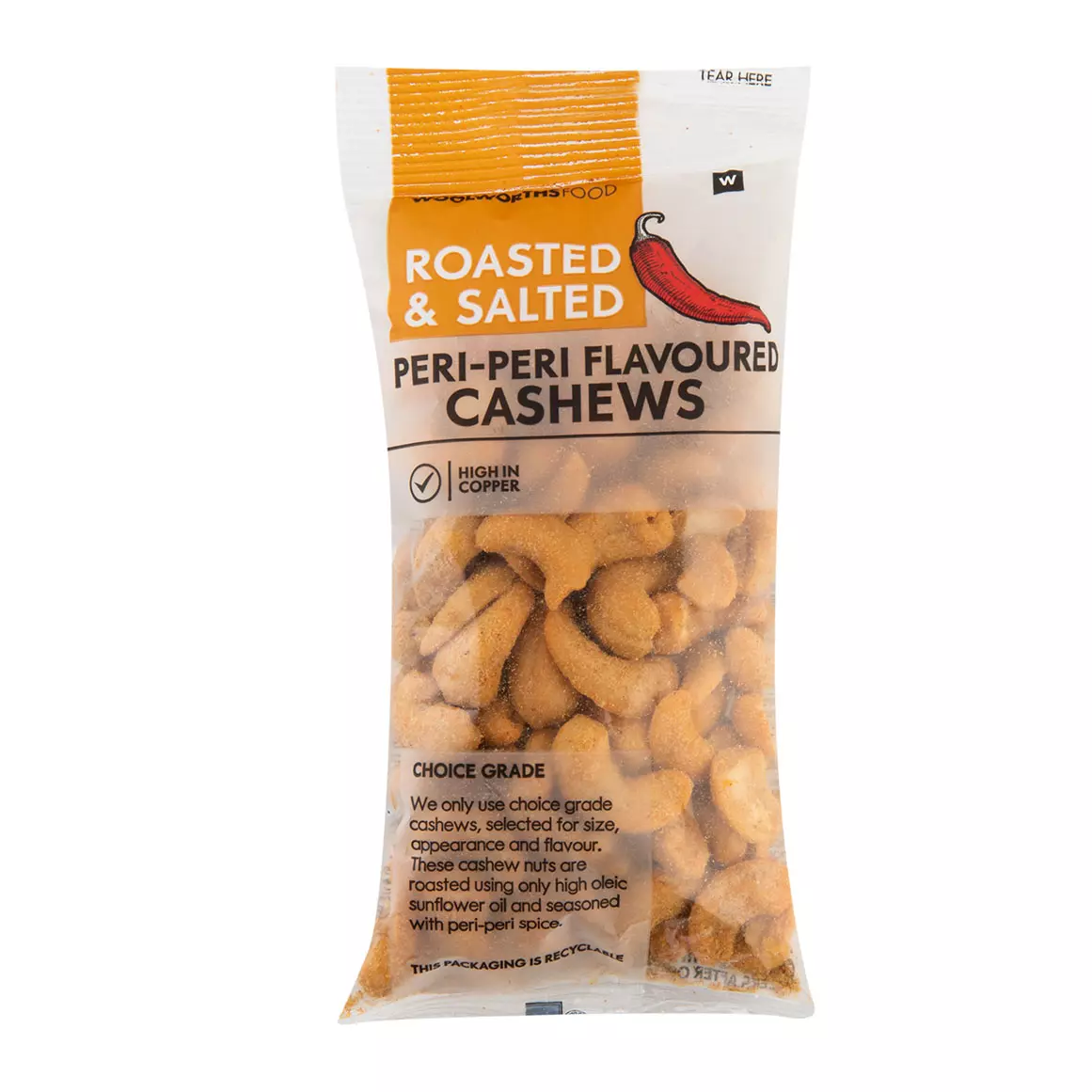 Roasted and Salted Peri Peri Flavoured Cashews 100g Roasted and Salted Peri Peri Flavoured Cashews 100g