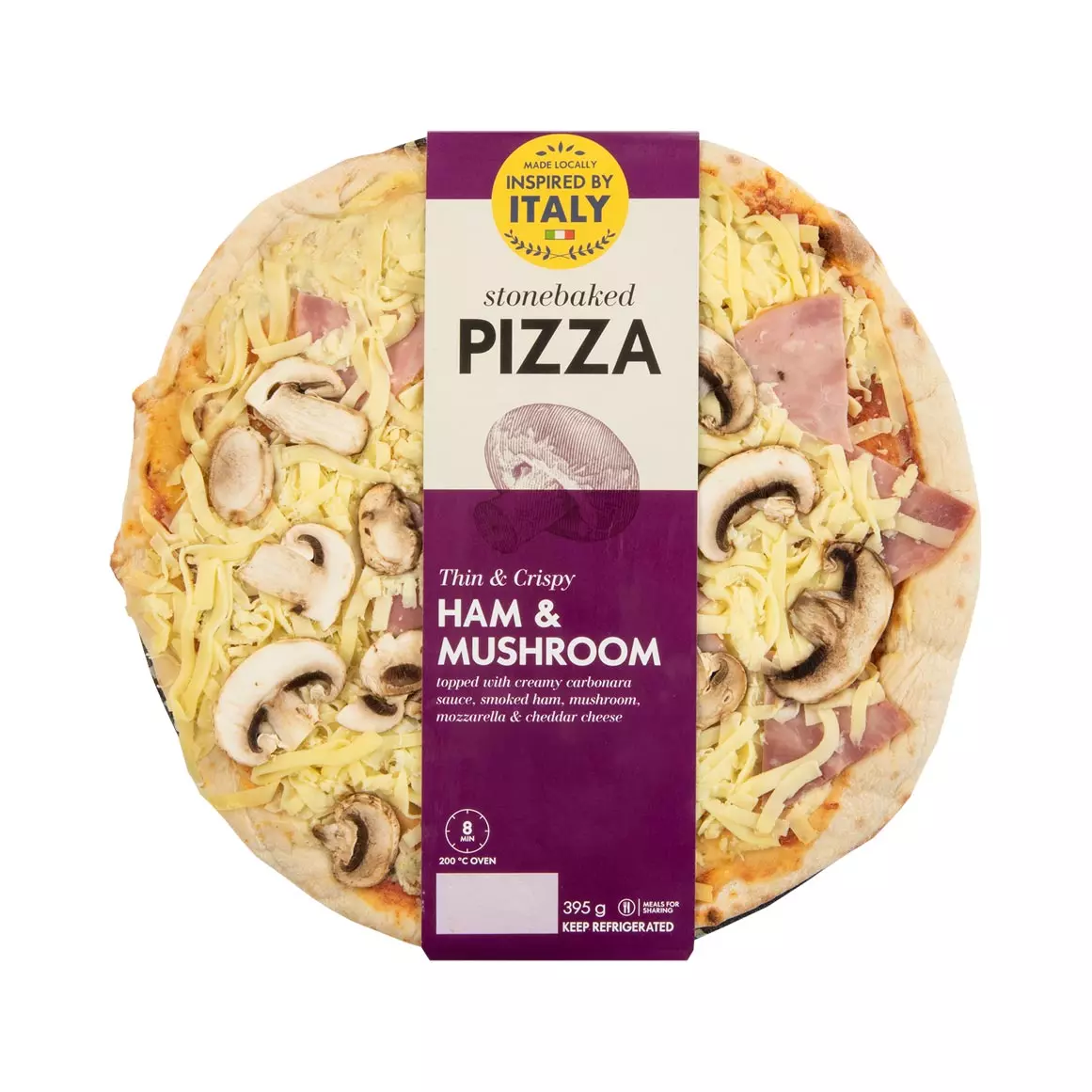 Stonebaked Ham & Mushroom Pizza 395g Stonebaked Ham & Mushroom Pizza 395g