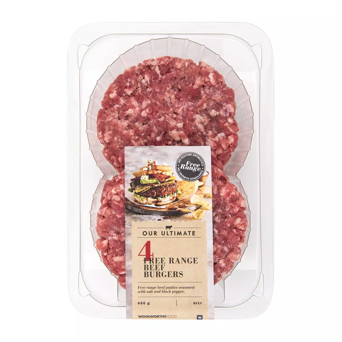 Free Range Beef Burgers 680g