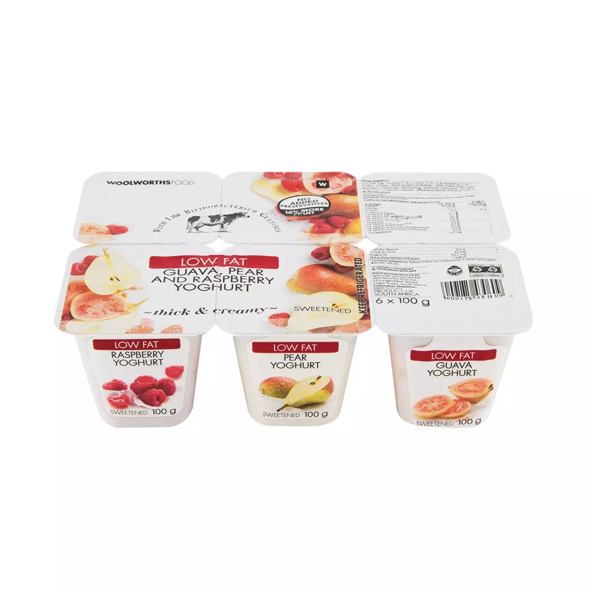 Low Fat Raspberry, Pear & Guava Yoghurt 6x100g Low Fat Raspberry, Pear & Guava Yoghurt 6x100g