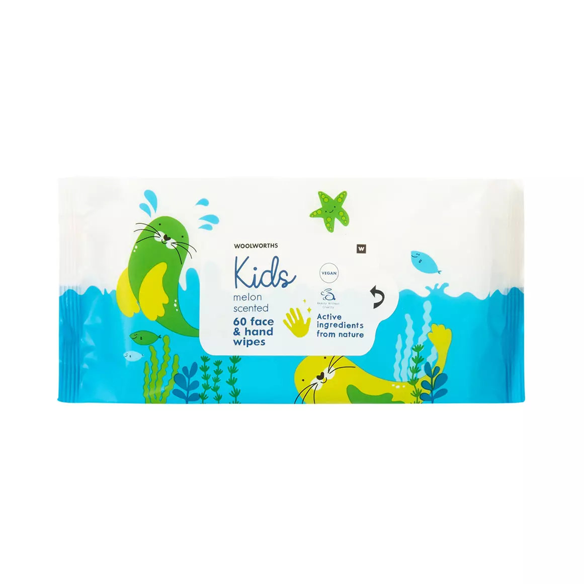 Kids Melon Scented Alcohol Free Face and Hand Wipes 60 pcs