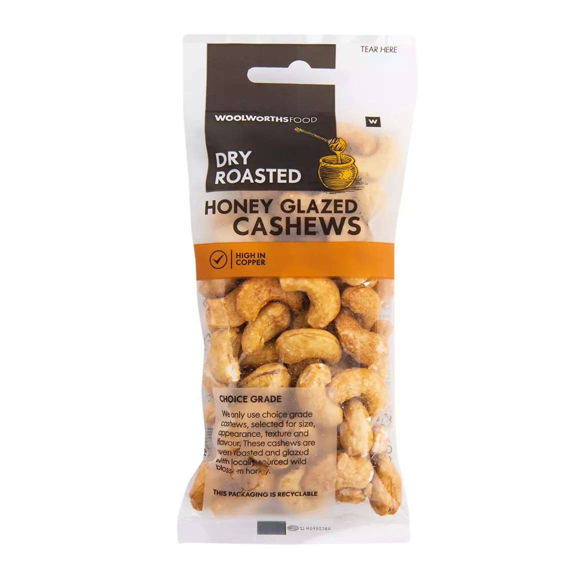 Dry Roasted Honey Glazed Cashews 100g